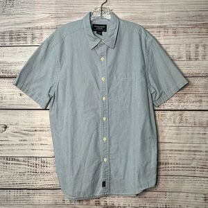 Abercrombie and Fitch Large Seersucker Mens Short Sleeve Button Down Shirt